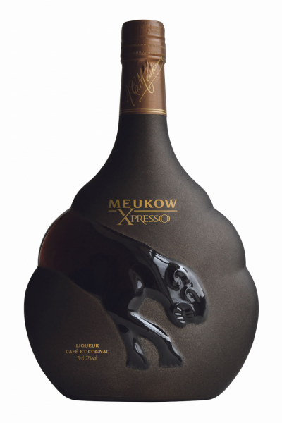 Meukow Xpresso Cafelikör mit Cognac in einer Designerflasche